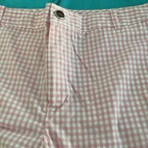 R Lauren Pink checked shorts
